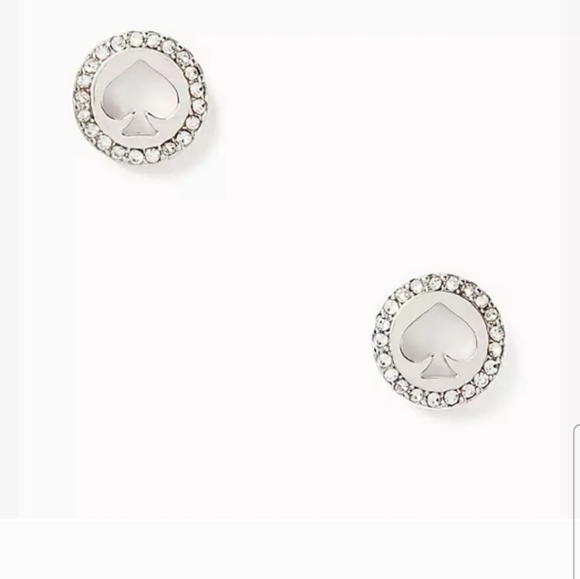 Elegant Kate Spade Spade Pave Stud Earrings | Silver | NWT - Picture 4 of 4